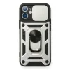 BUĞZ İphone 12 Mini Kılıf Pars Lens Yüzüklü Silikon - Gümüş