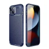BUĞZ İphone 14 Kılıf Auto Focus Karbon Kapak - Lacivert