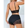 BUĞZ Kadın Siyah Dantel Detaylı Şortlu Pijama Takımı 5054