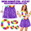 BUĞZ Luau Aloha Mor Hawaii Etek 40 Cm Ve 4’lü Hawaii Seti