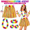 BUĞZ Renkli Hawaii Etek 40 Cm Ve 4’lü Hawaii Seti