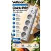 BUĞZ 4’lü Akıllı Priz Tek Dokunuşla Fiş Çıkarma 2 Metre Kablo 2 Type-c + Usb 15w Hızlı Şarj 3680w Krem