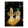 Lamba 2li Metal Ananas Ve Kaktüs Model Mini Gece Ve Masa Dekor Lambası Pilli