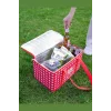 Termos Kırmızı Yalıtımlı Termal Piknik Çantası Kırmızı Pötikare Kulplu Soğuk Taşıma Çantası 35x20x20cm