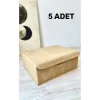 Oyuncak 5 Adet Bej Çok Amaçlı Dolap Içi Çamaşır Oyuncak Düzenleyici Kapaklı Baza Altı Kutu Hurç 50x40x19 Cm