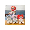 Oyuncak Mofusand kırmızı balık şapkalı kedi peluş oyuncak 25cm mofusand seri kedi peluş uyku arkadaşı
