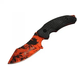 BUĞZ 156b Turuncu Desenli Kamp Çakı Bıçağı 19 Cm - Kılıflı