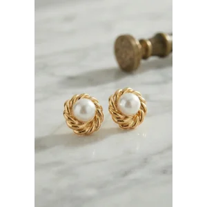 BUĞZ 316L Çelik Gold Renk İncili Model Kadın Küpe - BUĞZ