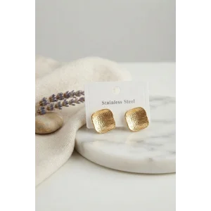 BUĞZ 316L Çelik Gold Renk Ters Bombe Model Küpe - BUĞZ