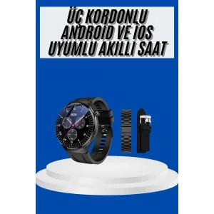 BUĞZ Amoled Ekran Akıllı Saat Üç Kordonlu İOS Android Uyumlu - BUĞZ