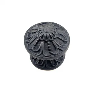 BUĞZ Antika Tarz Dekoratif Pirinç Çiçekli Kapı Tokmağı - 80 Mm Çap, Oksit