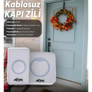 BUĞZ Beyaz Kablosuz Su Geçirmez Kapı Zili