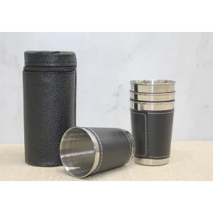 BUĞZ Derili Kılıflı 4lü Shot Bardak Alk3925