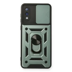 BUĞZ Galaxy A02 Kılıf Pars Lens Yüzüklü Silikon - Yeşil