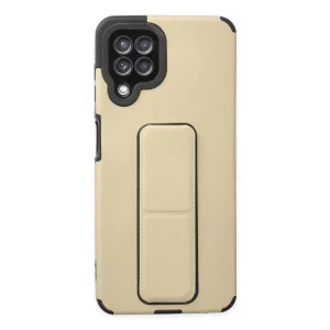 BUĞZ Galaxy A22 Kılıf Mega Standlı Silikon - Gold