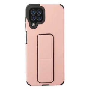 BUĞZ Galaxy A22 Kılıf Mega Standlı Silikon - Pudra