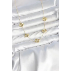 BUĞZ Gold Renk Yonca Model VIP Seri Kadın Kolye - BUĞZ