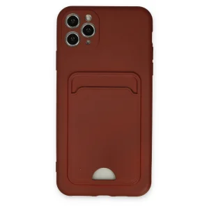 BUĞZ İphone 11 Pro Max Kılıf Kelvin Kartvizitli Silikon - Bordo