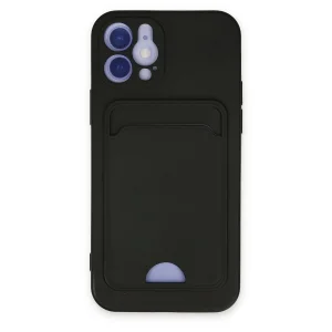 BUĞZ İphone 12 Kılıf Kelvin Kartvizitli Silikon - Siyah