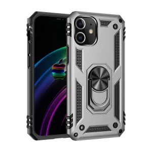 BUĞZ İphone 12 Kılıf Sofya Yüzüklü Silikon Kapak - Gümüş