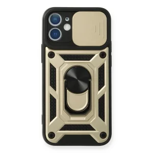 BUĞZ İphone 12 Mini Kılıf Pars Lens Yüzüklü Silikon - Gold