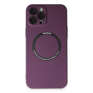 BUĞZ İphone 12 Pro Kılıf Jack Magneticsafe Lens Silikon - Mürdüm