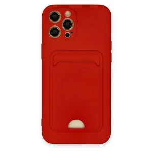 BUĞZ İphone 12 Pro Max Kılıf Kelvin Kartvizitli Silikon - Kırmızı