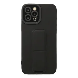 BUĞZ İphone 12 Pro Max Kılıf Mega Standlı Silikon - Siyah