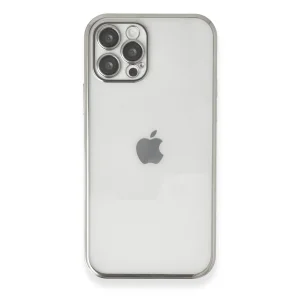 BUĞZ İphone 12 Pro Max Kılıf Razer Lensli Silikon - Gümüş