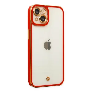 BUĞZ İphone 14 Plus Kılıf Liva Lens Silikon - Kırmızı