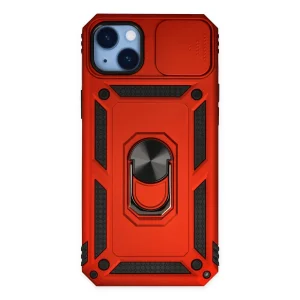 BUĞZ İphone 14 Plus Kılıf Pars Lens Yüzüklü Silikon - Kırmızı