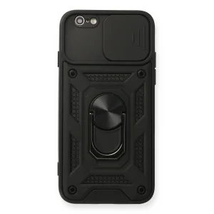 BUĞZ İphone 6 Kılıf Pars Lens Yüzüklü Silikon - Siyah
