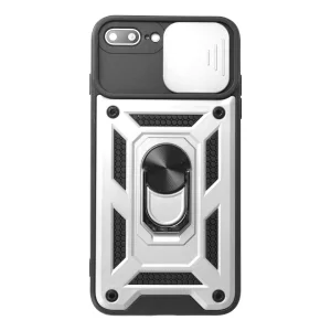 BUĞZ İphone 7 Plus Kılıf Pars Lens Yüzüklü Silikon - Gümüş