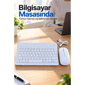 BUĞZ Kablosuz Klavye Mouse Seti Beyaz Türkçe Q - BUĞZ