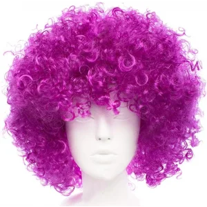BUĞZ Koyu Mor Renk Violet Afro Bonus Saç Peruk