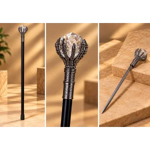 BUĞZ Kristal Küreli Pençe Başlı Kılıçlı Baston Alk6361