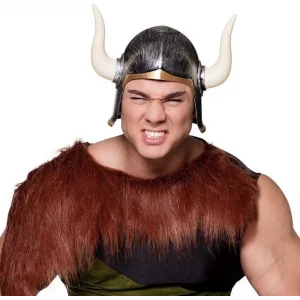 BUĞZ Mega Boynuzlu Viking Ivar Kaskı Eskitilmiş Desen Gümüş Renk