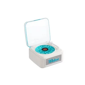 BUĞZ Nostalji Mini Plak Görünümlü Radyolu Bluetooth Hoparlör 3d Ses Dalgası Retro Müzik Plak Beyaz