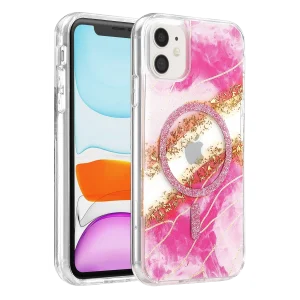 BUĞZ Onegif  İphone 11 Lotus Simli Magsafe Kapak - Pembe