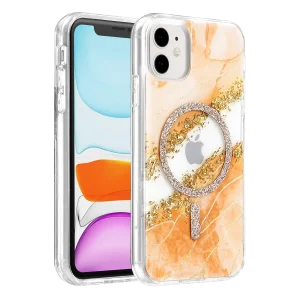 BUĞZ Onegif  İphone 11 Lotus Simli Magsafe Kapak - Turuncu