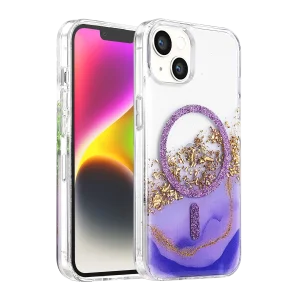 BUĞZ Onegif  İphone 14 Lotus Simli Magsafe Kapak - Mor