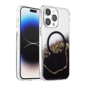 BUĞZ Onegif  İphone 15 Pro Max Lotus Simli Magsafe Kapak - Siyah