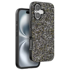BUĞZ Onegif  İphone 16 Plus Bright Simli Kapak - Gümüş