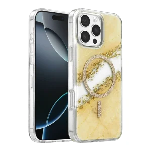 BUĞZ Onegif  İphone 16 Pro Max Lotus Simli Magsafe Kapak - Gümüş