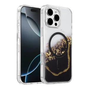 BUĞZ Onegif  İphone 16 Pro Max Lotus Simli Magsafe Kapak - Siyah