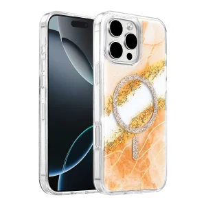 BUĞZ Onegif  İphone 16 Pro Max Lotus Simli Magsafe Kapak - Turuncu