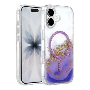 BUĞZ Onegif  İphone 17 Lotus Simli Magsafe Kapak - Mor