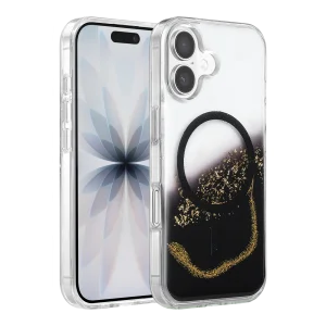 BUĞZ Onegif  İphone 17 Lotus Simli Magsafe Kapak - Siyah