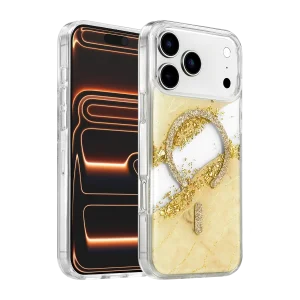 BUĞZ Onegif  İphone 17 Pro Max/18 Pro Max Lotus Simli Magsafe Kapak - Gümüş