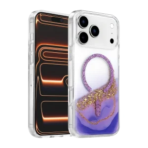 BUĞZ Onegif  İphone 17 Pro Max/18 Pro Max Lotus Simli Magsafe Kapak - Mor